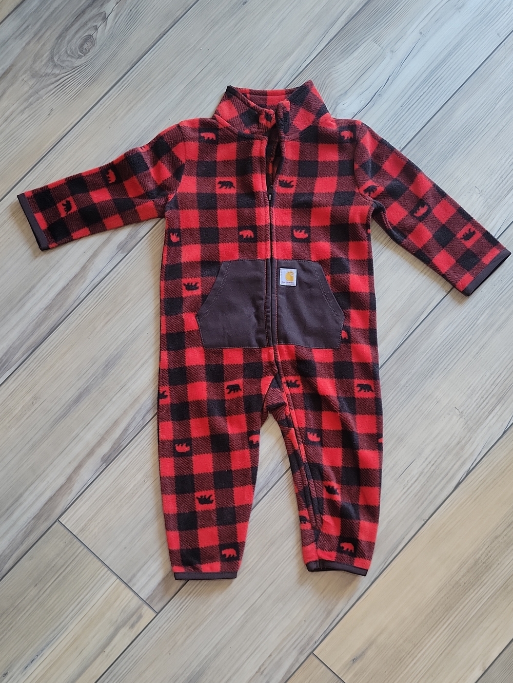 Carhartt Red and Black Buffalo Plaid Fleece One-Piece